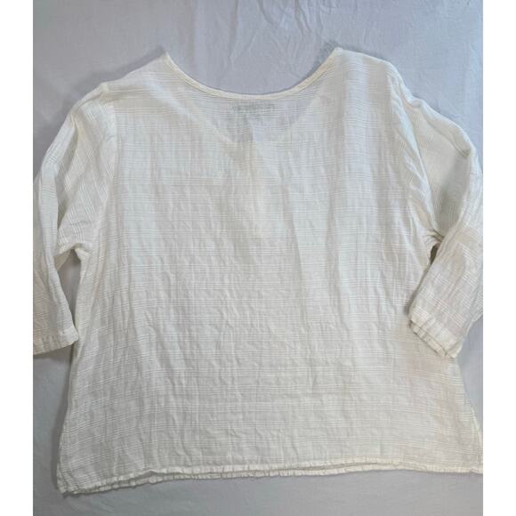 FLAX Linen Blouse Top Off White Buttons Size LARGE‎ Womens - Picture 5 of 10